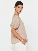 Load image into Gallery viewer, Puff Short Sleeve V-neck Top: Taupe / XS
