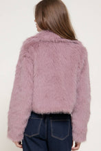 Load image into Gallery viewer, Notched Collar Faux Fur Crop Jacket: BRN-dark coffee-186630 / M

