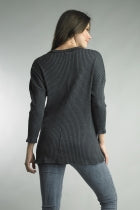 Load image into Gallery viewer, Ribbed Cotton Henley Shirt - Charcoal
