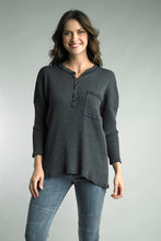 Load image into Gallery viewer, Ribbed Cotton Henley Shirt - Charcoal
