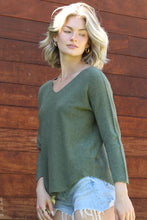 Load image into Gallery viewer, Italian Dark Olive V-Neck Sweater OS
