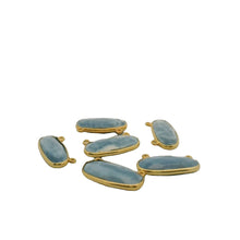 Load image into Gallery viewer, Blue Opal Bezel One Piece a Pack Connector Real Gold Plated And Sterling Silver Blue opal Oval  Shape, Size:10mmX24mm.: Silver Two Loop
