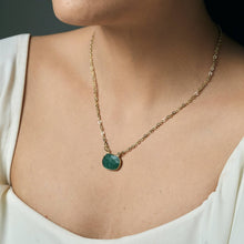 Load image into Gallery viewer, Gold Plated Necklace with Semi-Precious Stone - Mica Green
