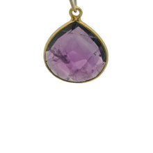 Load image into Gallery viewer, Amethyst Bezel Connector – 1 Piece, Heart Shape, 15mm, One Loop, Gold Plated over Sterling Silver: Gold One Loop
