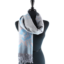 Load image into Gallery viewer, S23277 Tahiti Garden Reversible Scarf: 15 Denim

