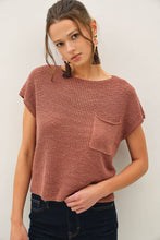 Load image into Gallery viewer, [NEW COLOR] PATCH POCKET DOLMAN CAP SLEEVE BOXY KNIT: CHARCOAL / ML
