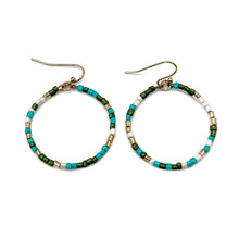 Load image into Gallery viewer, Seed Bead Hoop Earrings - Turquoise
