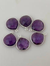 Load image into Gallery viewer, Amethyst Bezel Connector – 1 Piece, Heart Shape, 15mm, One Loop, Gold Plated over Sterling Silver: Gold One Loop
