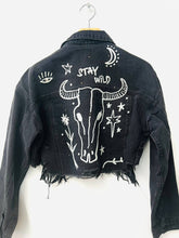 Load image into Gallery viewer, Stay Wild Cropped Denim Jacket - S/M
