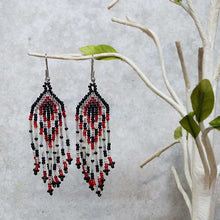 Load image into Gallery viewer, Small Seed Bead Fringe Long Dangle Earrings
