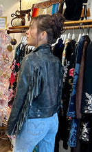 Load image into Gallery viewer, Mauritius Zoe Black Leather Fringe Jacket

