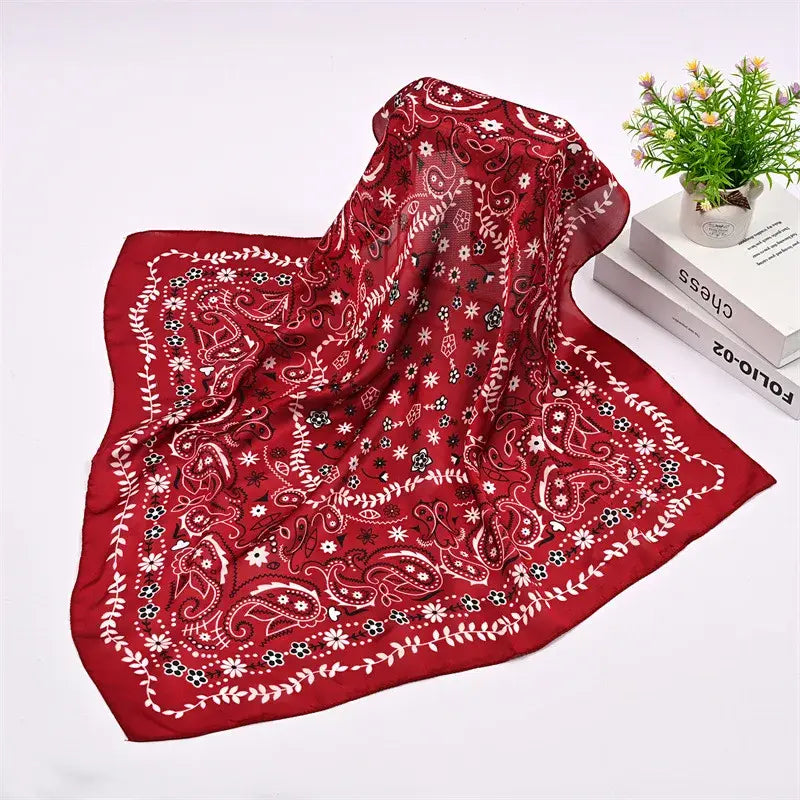 Western Bandana Scarf Silk in a Variety of Colors : Red