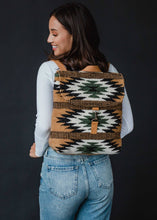 Load image into Gallery viewer, Brown, Black &amp; Green Aztec Backpack
