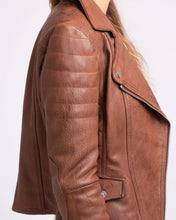 Load image into Gallery viewer, Munroe | Leather Biker Jacket: Cognac / S
