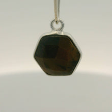 Load image into Gallery viewer, Tiger Eye Hexagon Pendant Bezel – 1 Pc | 9mm | One Loop | Gold Plated or 925 Sterling Silver | Natural Gemstone Jewelry Charm: Silver One loop
