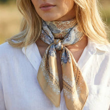 Load image into Gallery viewer, Ornate Paisley Medallion Print Satin Square Scarf: BL
