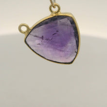 Load image into Gallery viewer, Amethyst Connector – 1 Piece | Gold Plated Bezel | Trillion Shape | Size: 15mm
