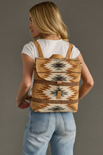 Load image into Gallery viewer, Tan, Camel &amp; Teal Aztec Backpack
