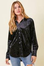 Load image into Gallery viewer, Button Down Velvet Shirt - Black
