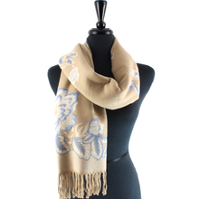 Load image into Gallery viewer, S23277 Tahiti Garden Reversible Scarf: 15 Denim
