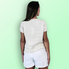 Load image into Gallery viewer, REF 11998 100% LINEN FRINGED BLOUSE.: BLANK

