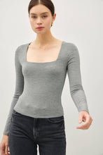 Load image into Gallery viewer, SOFT CORE - BASIC SQUARE NECK LONG SLEEVE TOP: Black / S
