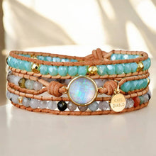 Load image into Gallery viewer, Handmade Opal Leather Wrap Bracelet
