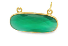 Load image into Gallery viewer, Oval Green Onyx Bezel Connector – Gold Plated Over 925 Sterling Silver, 10x24mm, 1Pc.
