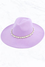 Load image into Gallery viewer, Big Brim Peach Heart Top Jazz Hat with Pearl Belt: Black
