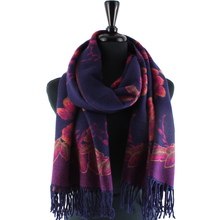 Load image into Gallery viewer, S23277 Tahiti Garden Reversible Scarf: 15 Denim

