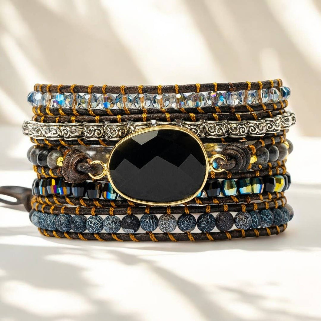 Onyx Moonlight Protection Wrap Bracelet