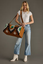Load image into Gallery viewer, Brown, Black, Green &amp; White Western Duffel Bag
