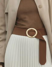 Load image into Gallery viewer, Soft Suede Wrap Belt with Buckle: Chocolate / ML
