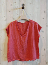 Load image into Gallery viewer, REF 11998 100% LINEN FRINGED BLOUSE.: BLANK
