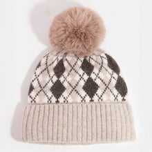 Load image into Gallery viewer, Argyle Knit Pom Beanie: GR
