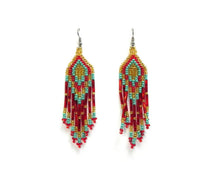 Load image into Gallery viewer, Small Seed Bead Fringe Long Dangle Earrings
