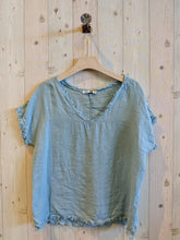 Load image into Gallery viewer, REF 11998 100% LINEN FRINGED BLOUSE.: BLANK
