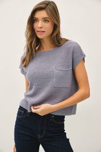 Load image into Gallery viewer, [NEW COLOR] PATCH POCKET DOLMAN CAP SLEEVE BOXY KNIT: CHARCOAL / ML
