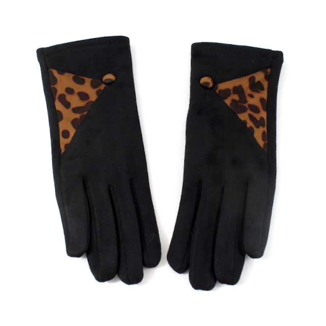 Leopard Triangle Gloves - Black