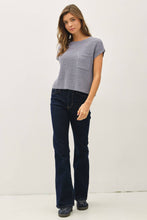 Load image into Gallery viewer, [NEW COLOR] PATCH POCKET DOLMAN CAP SLEEVE BOXY KNIT: CHARCOAL / ML

