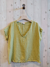 Load image into Gallery viewer, REF 11998 100% LINEN FRINGED BLOUSE.: BLANK
