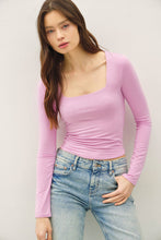 Load image into Gallery viewer, [SOFT CORE ]SQUARE NECK LONG SLEEVE TOP: Black / L
