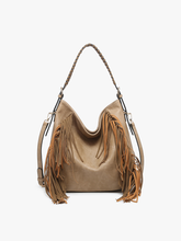 Load image into Gallery viewer, Salida Vegan Fringe Hobo Bag - Taupe
