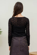 Load image into Gallery viewer, Black Crochet Tie Cardigan
