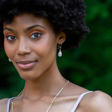 Load image into Gallery viewer, Gold-Plated Rose Quartz Teardrop Earrings
