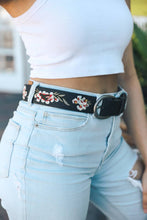 Load image into Gallery viewer, Hibiscus Vegan Embroidered Belt - Black OS
