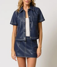 Load image into Gallery viewer, CPW Rusty Navy Vegan Cropped Jacket S

