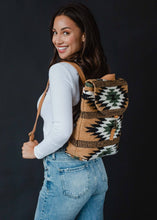Load image into Gallery viewer, Brown, Black &amp; Green Aztec Backpack
