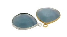 Load image into Gallery viewer, Blue Opal Faceted Heart One Loop Bezel Pendant (18mm) - Gold Plated over Sterling Silver &amp; 925 Sterling Silver - 1 pcs: Silver One Loop

