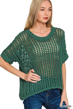 Load image into Gallery viewer, `Fish Net Short Sleeve Crochet Sweater Zenana: ASH MOCHA-188249 / L/XL

